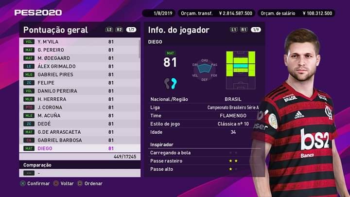 Diego Brasileirao PES 2020