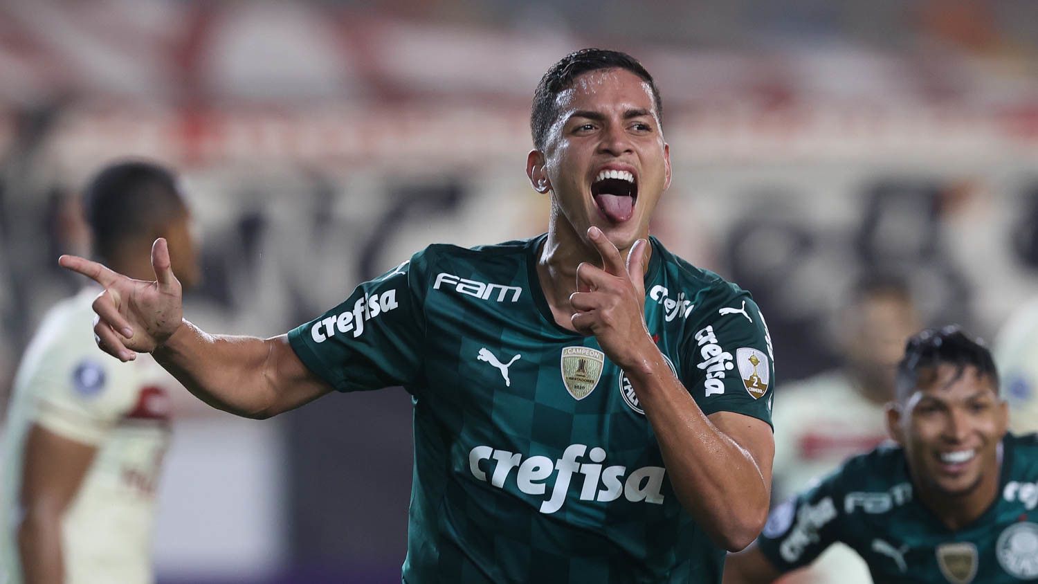 Zagueiro Renan comemora gol - Universitário-PER 2 x 3 Palmeiras - Libertadores 2021
