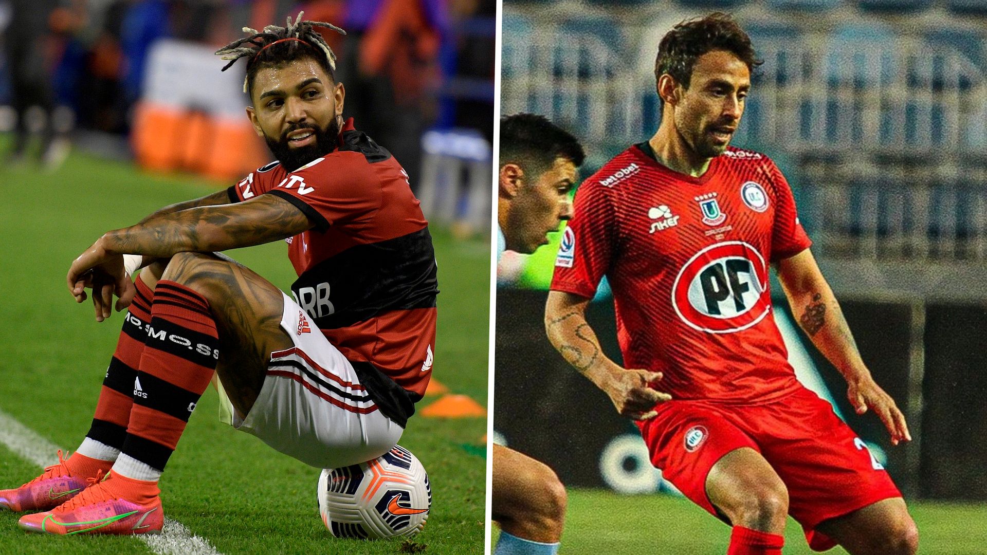 Gabigol y Jorge Valdivia Flamengo Unión La Calera 2021