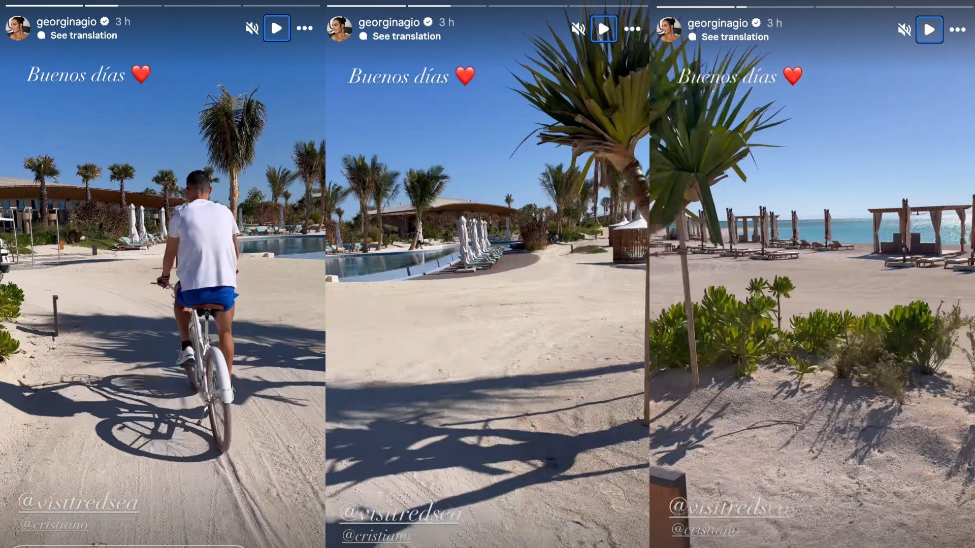 Cristiano Ronaldo riding a bike Red Sea hotel