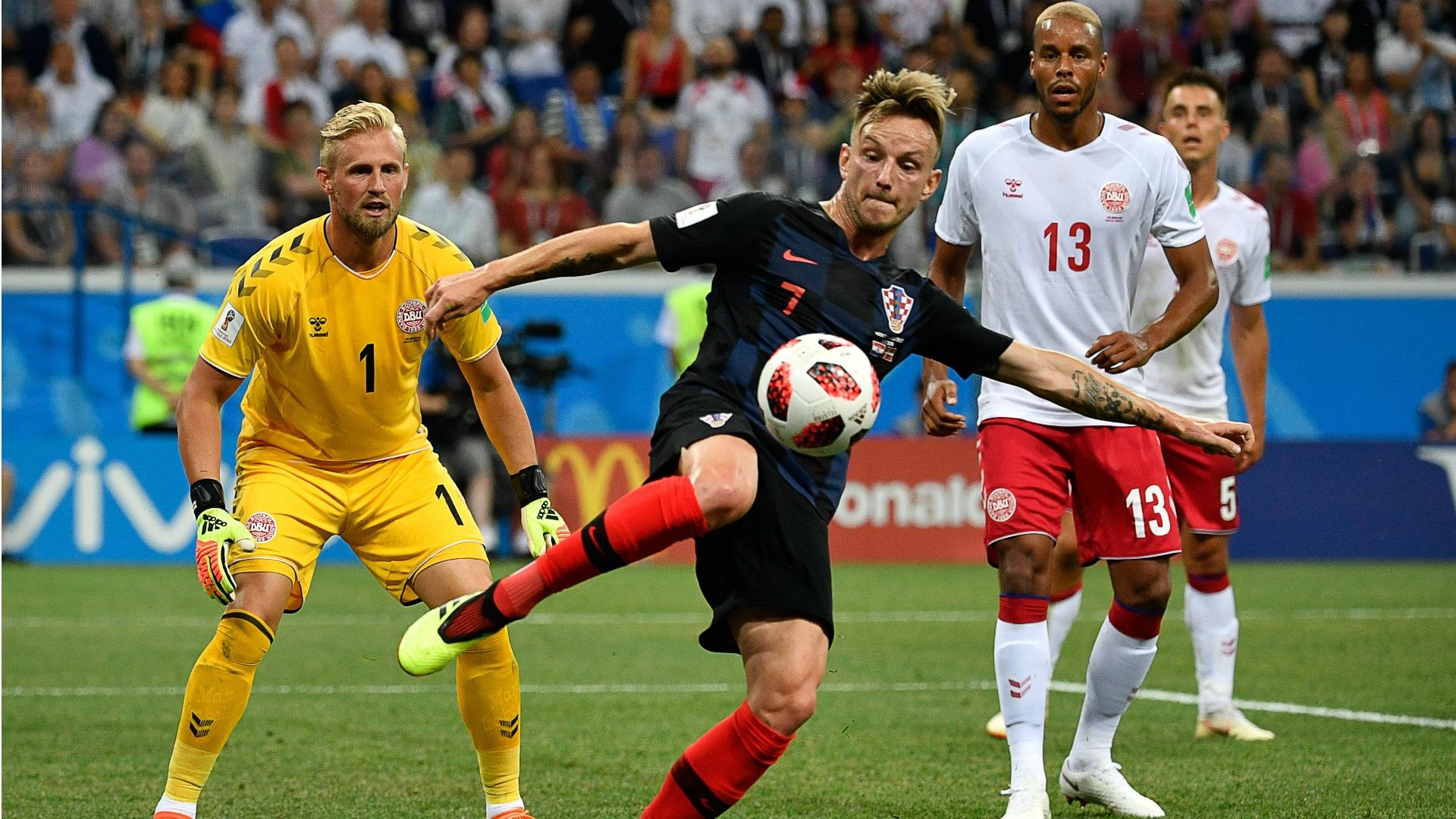 Ivan Rakitic Kasper Schmeichel Mathias Jorgensen Croatia Denmark World Cup 01072018