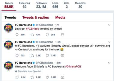 Barcelona Twitter hack 2
