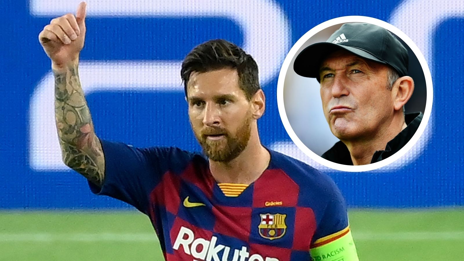 Lionel Messi, Tony Pulis overlay