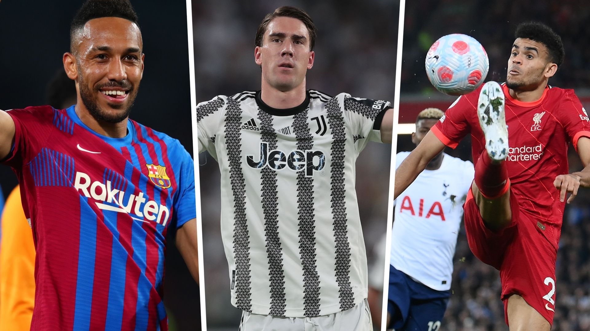 Pierre-Emerick Aubameyang, Dusan Vlahovic, Luis Diaz GFX