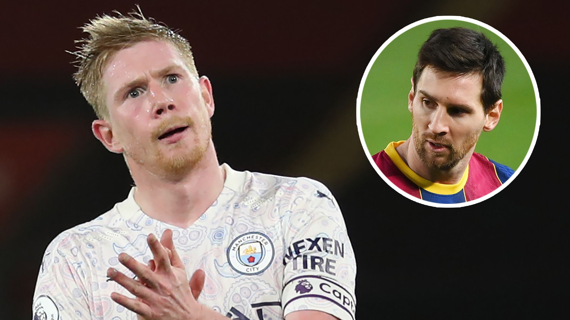 Kevin De Bruyne Lionel Messi Manchester City Barcelona 2020-21