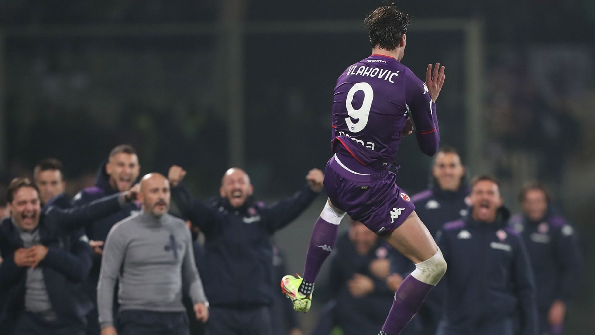 Vlahovic celebrating