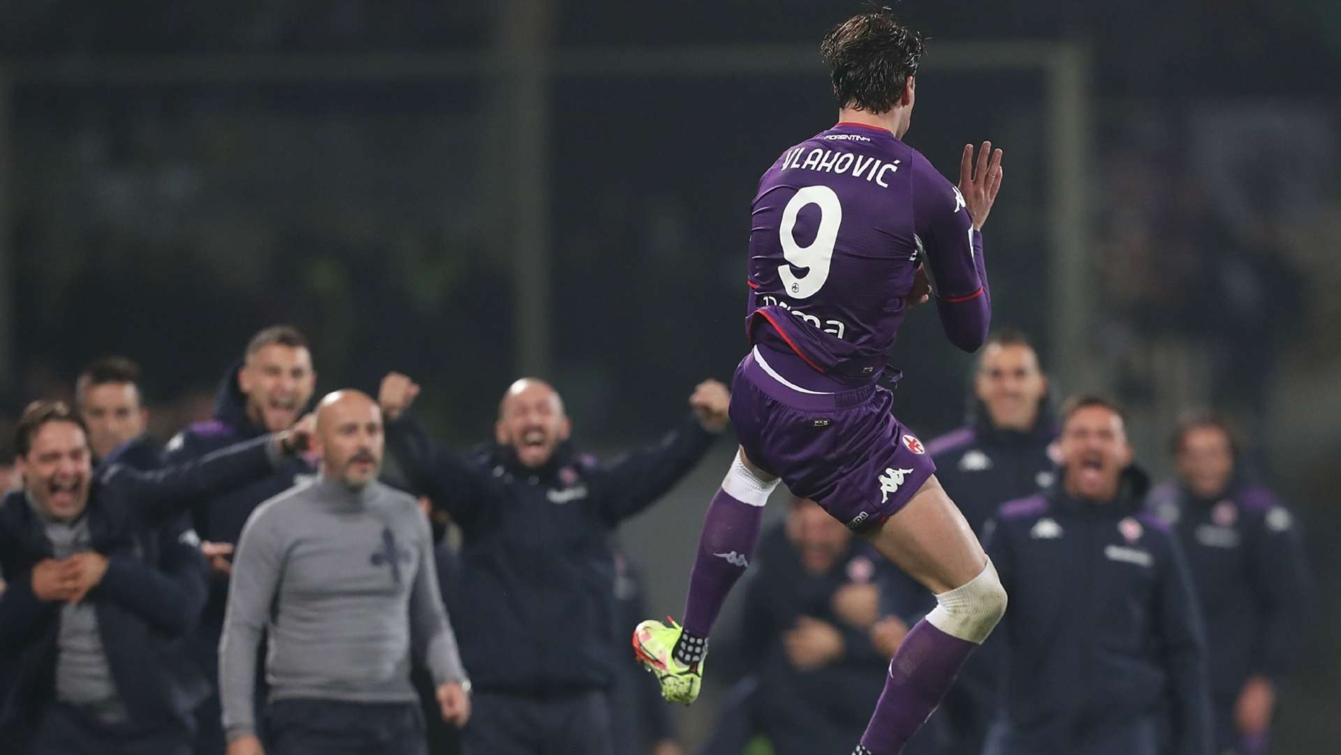 Vlahovic celebrating