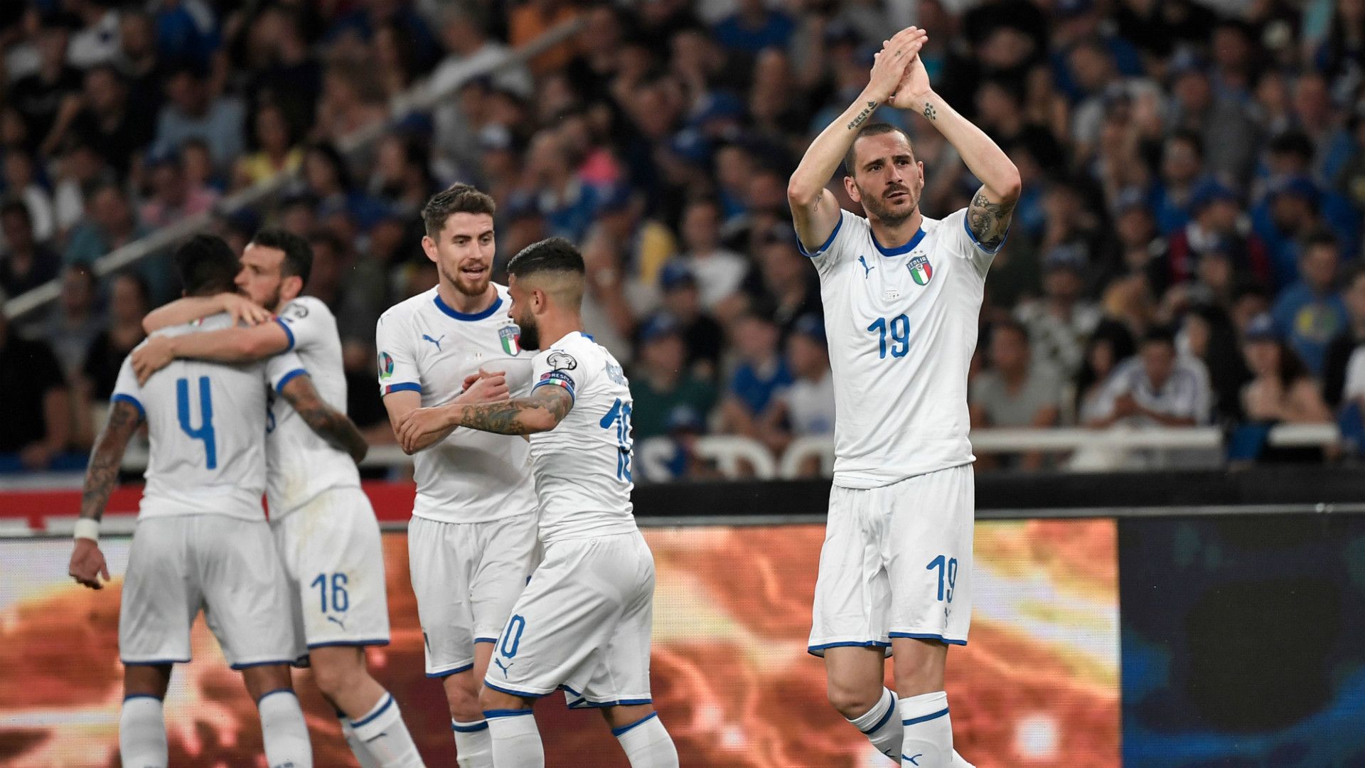 Leonardo Bonucci celebrating Italy