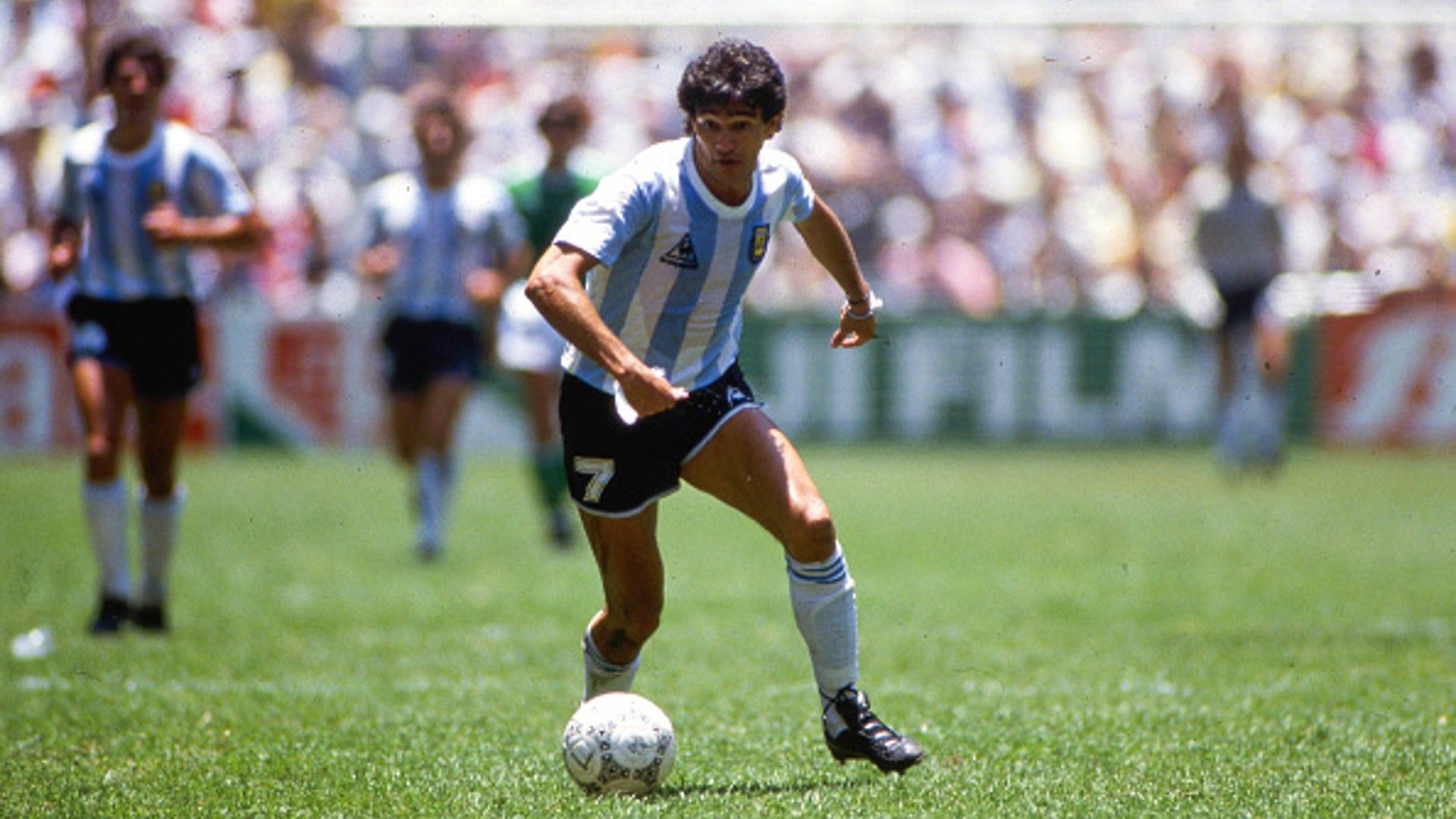 Jorge Burruchaga of Argentina during the World Cup Final 1986