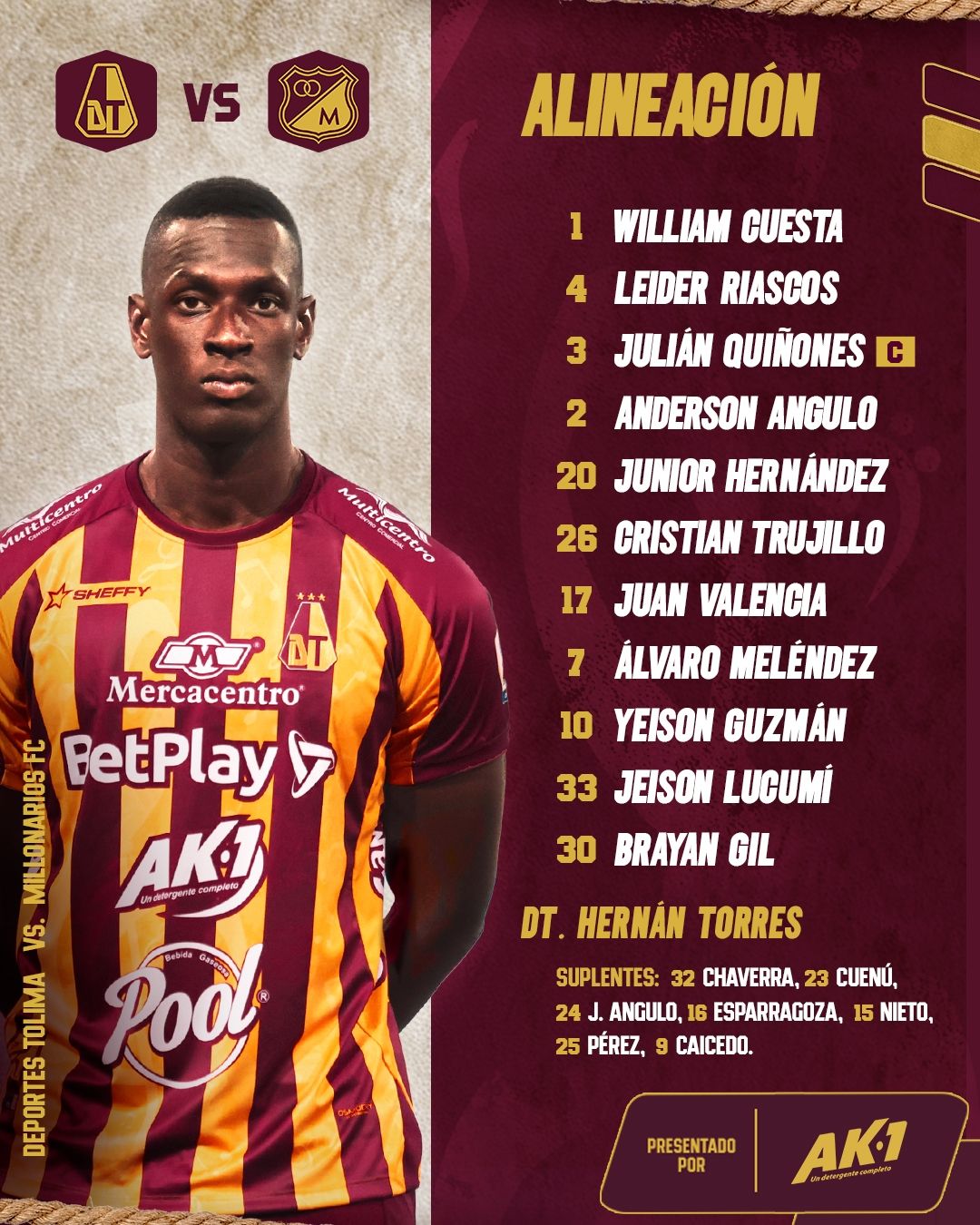 Nómina Tolima Fecha 4 Liga BetPlay 2023 I