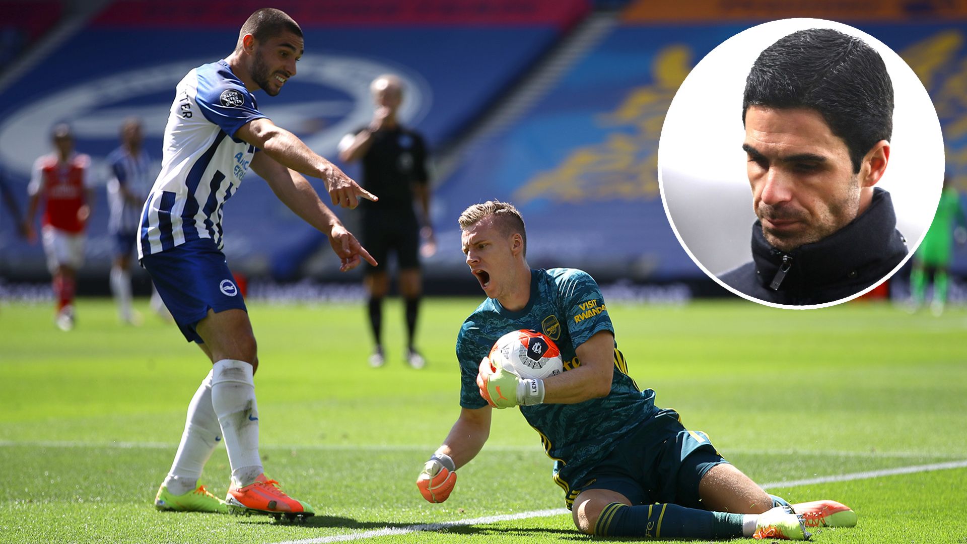 Neal Maupay Bernd Leno Mikel Arteta Arsenal Brighton