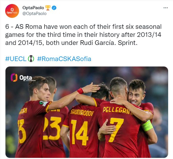 AS Roma have won each of their first six seasonal games for the third time