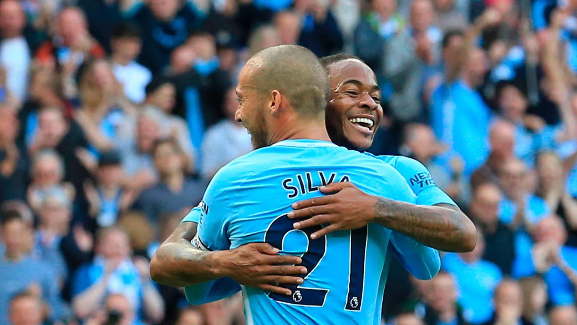 David Silva Raheem Sterling Manchester City Stoke City