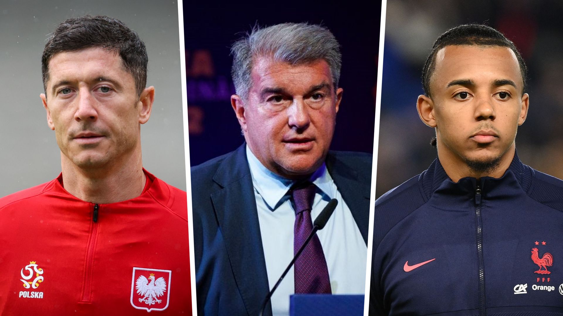 Robert Lewandowski Joan Laporta Jules Kounde Barcelona