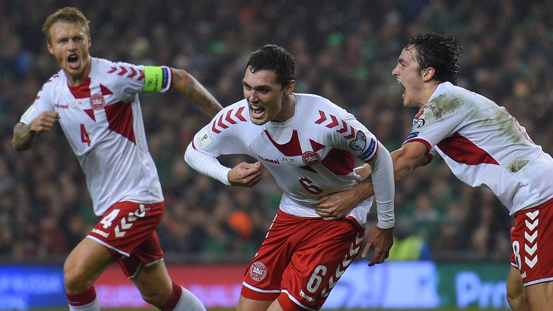 Denmark celebrate vs Ireland