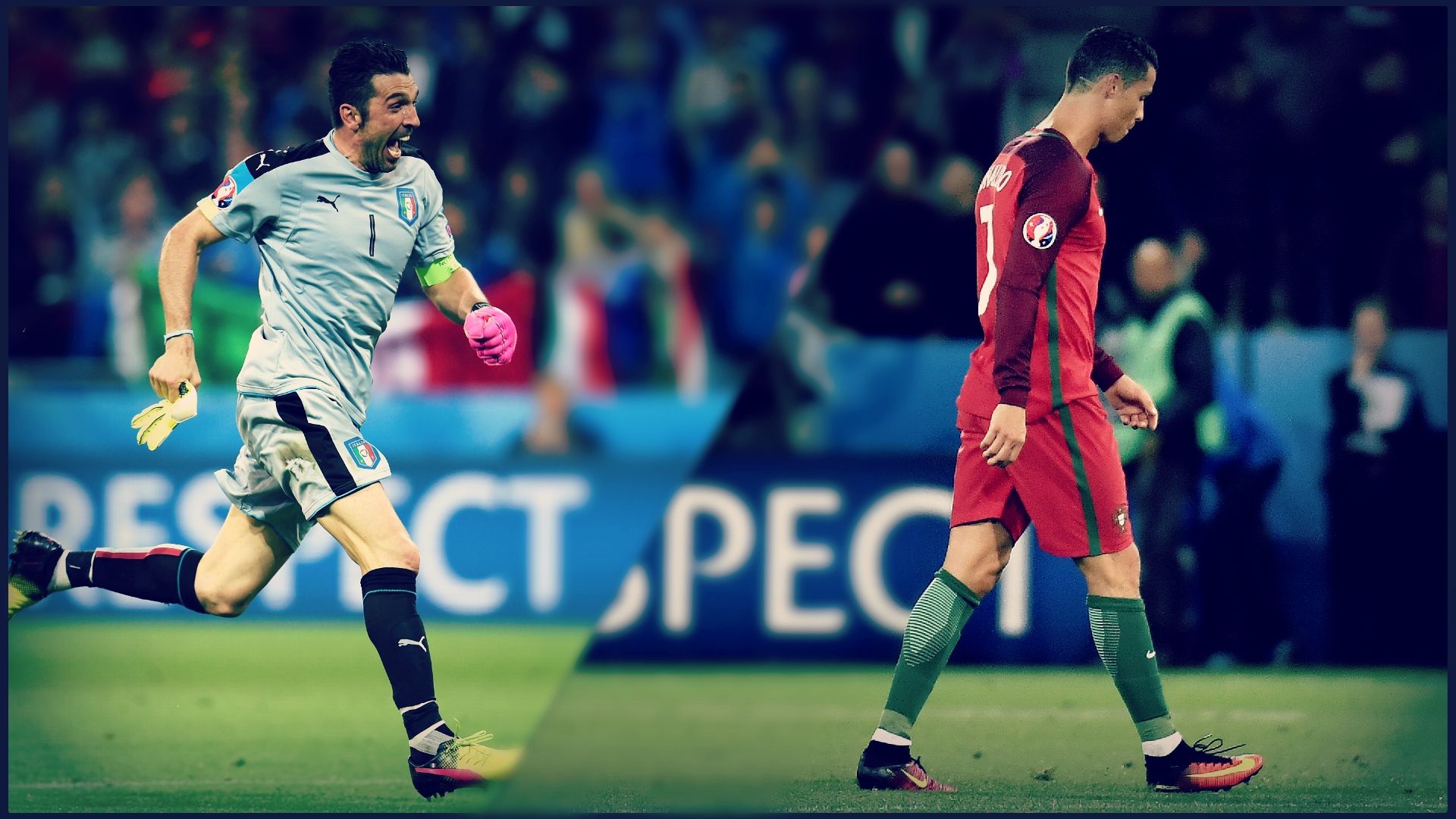 Montage Buffon Italy Ronaldo Portugal