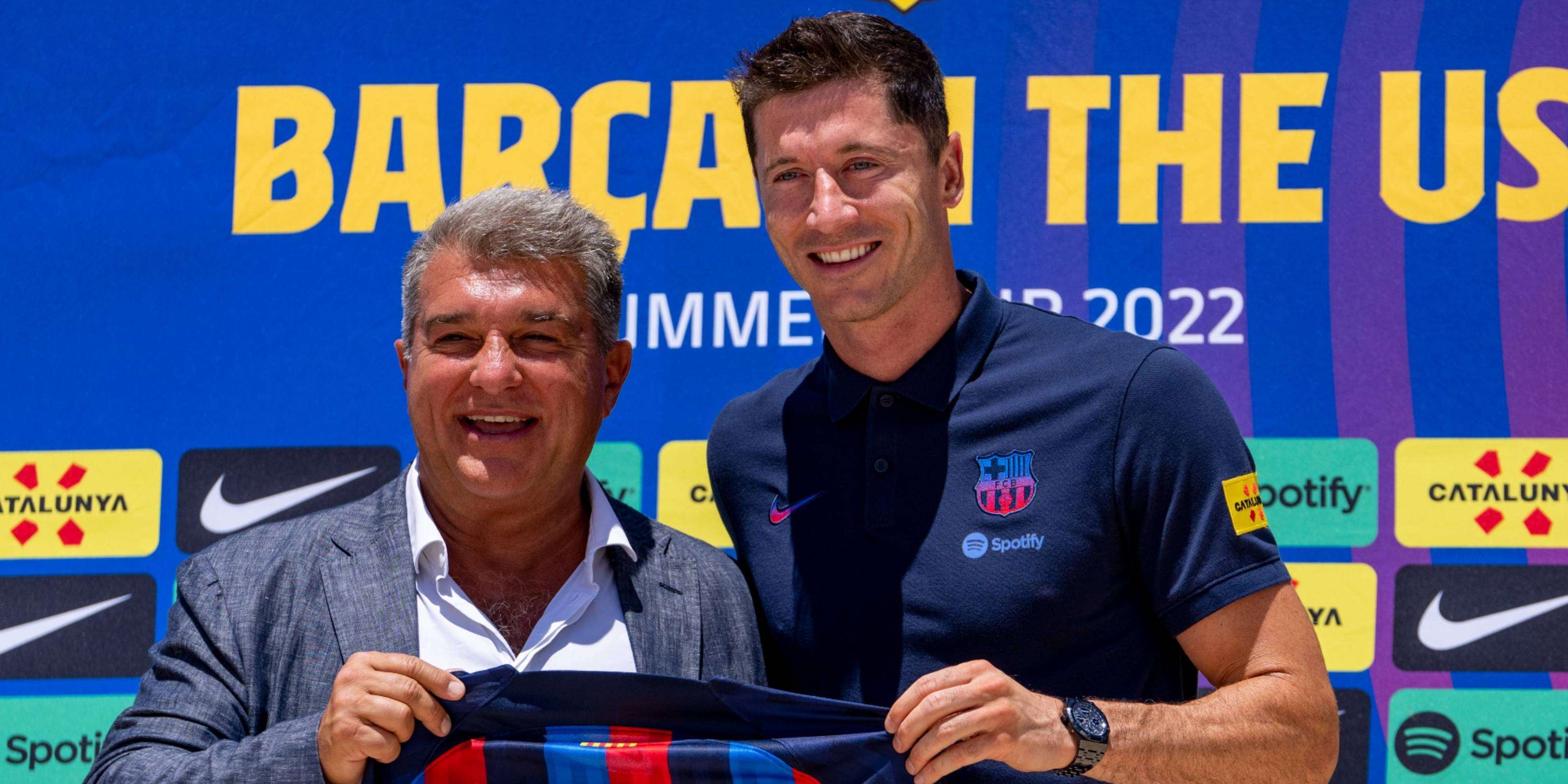 Joan Laporta Robert Lewandowski FC Barcelona