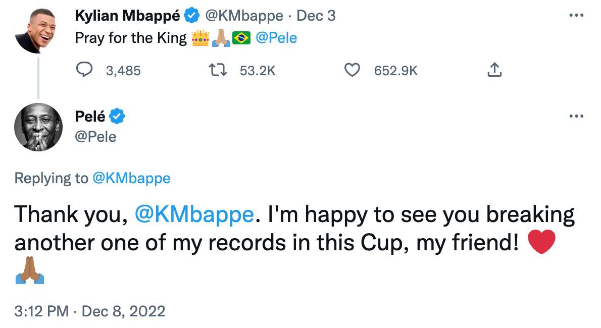 Pele Mbappe tweet