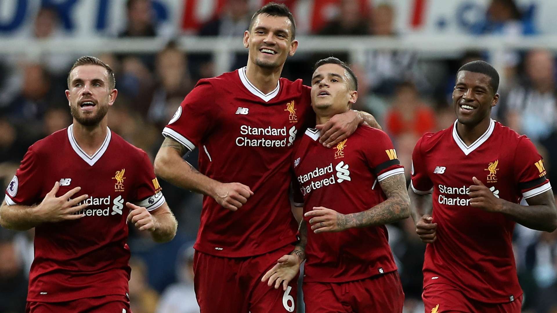 Liverpool celebrate Coutinho