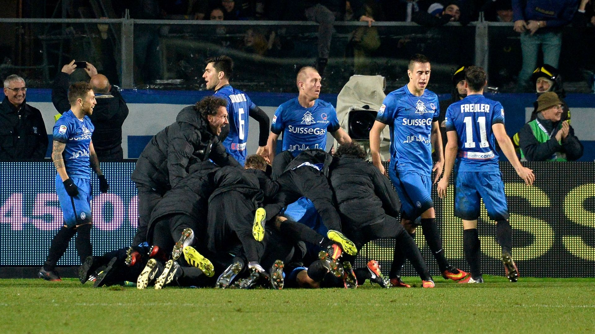 Atalanta players celebrating against Empoli Serie A 20122016