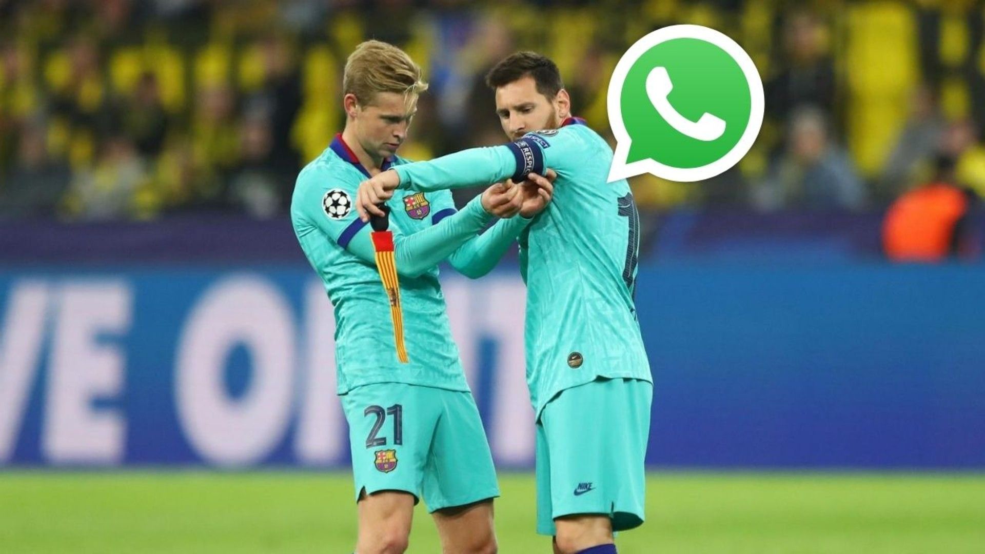 WhatsApp Messi De Jong Borussia Barcelona 17092019