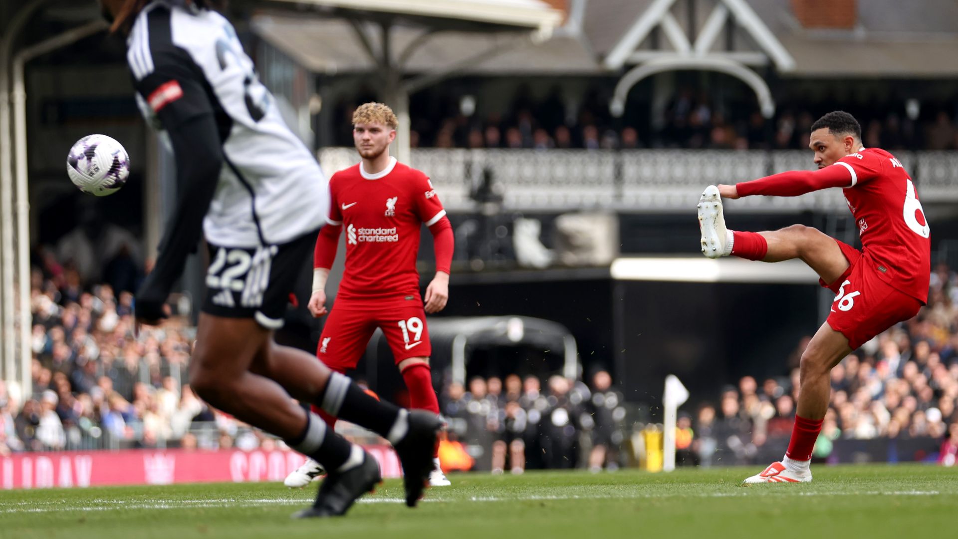 Liverpool's Trent Alexander-Arnold scores against Fulham