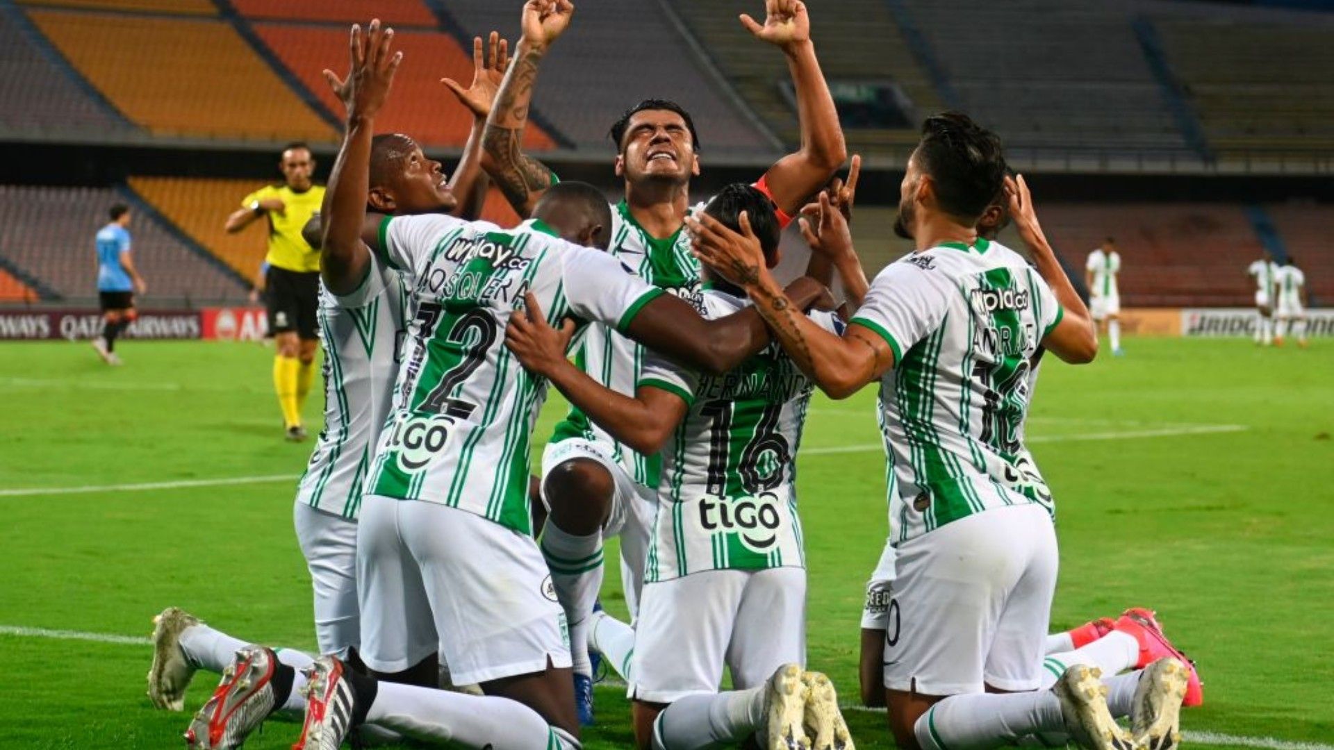 Atlético Nacional celebra un gol en goleada