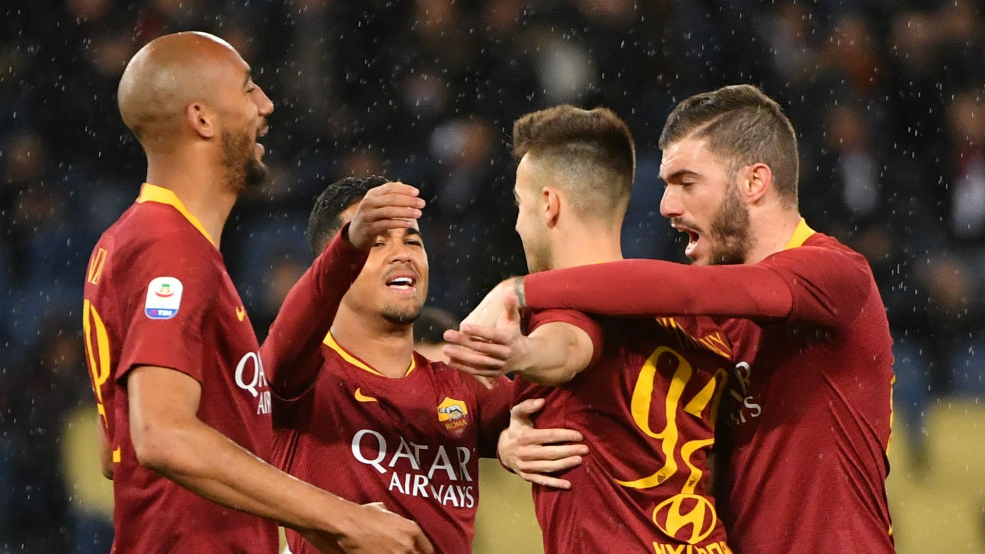 Roma celebrating Empoli Serie A