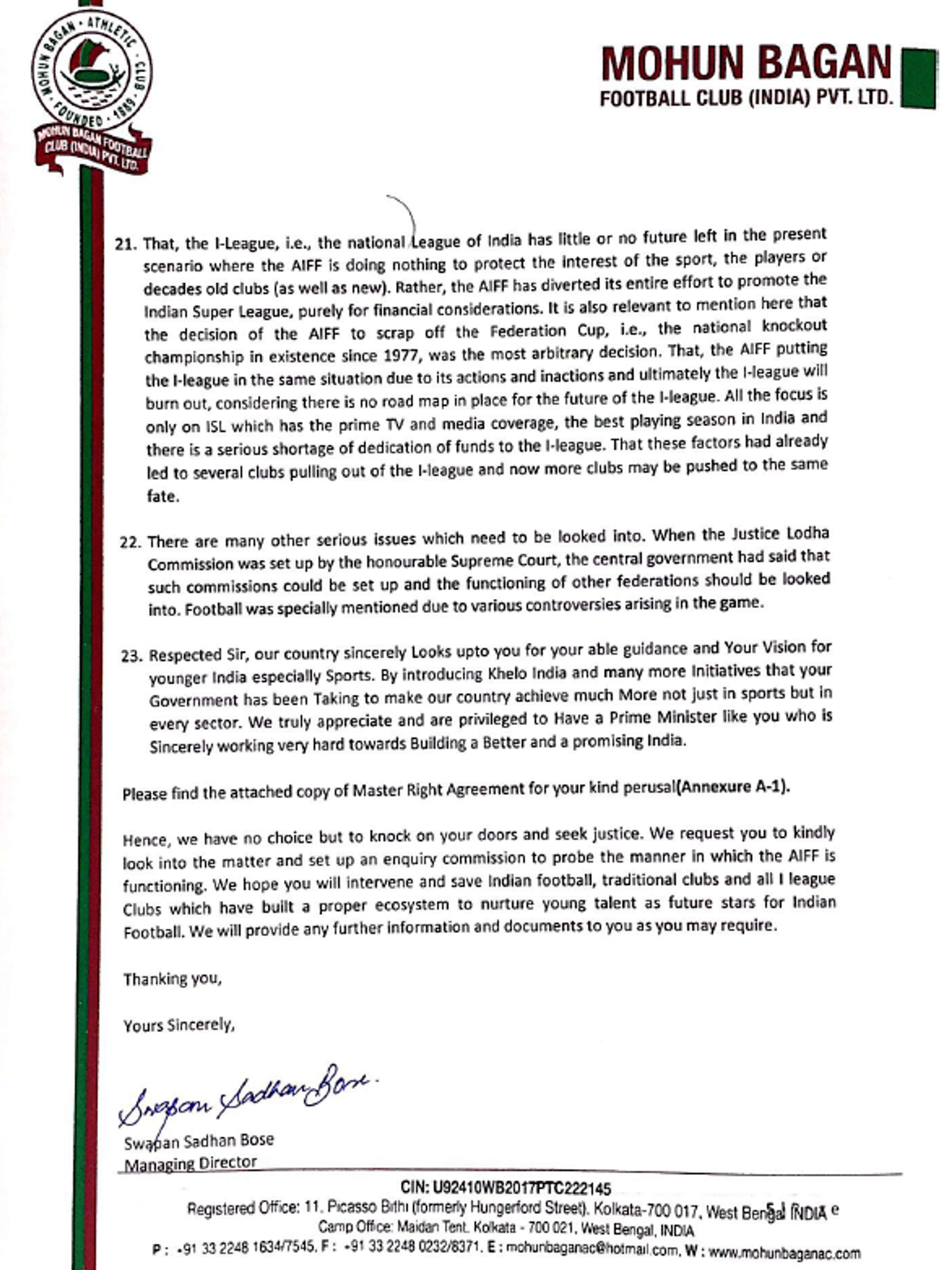 Page 5 - Mohun Bagan letter to PM Modi