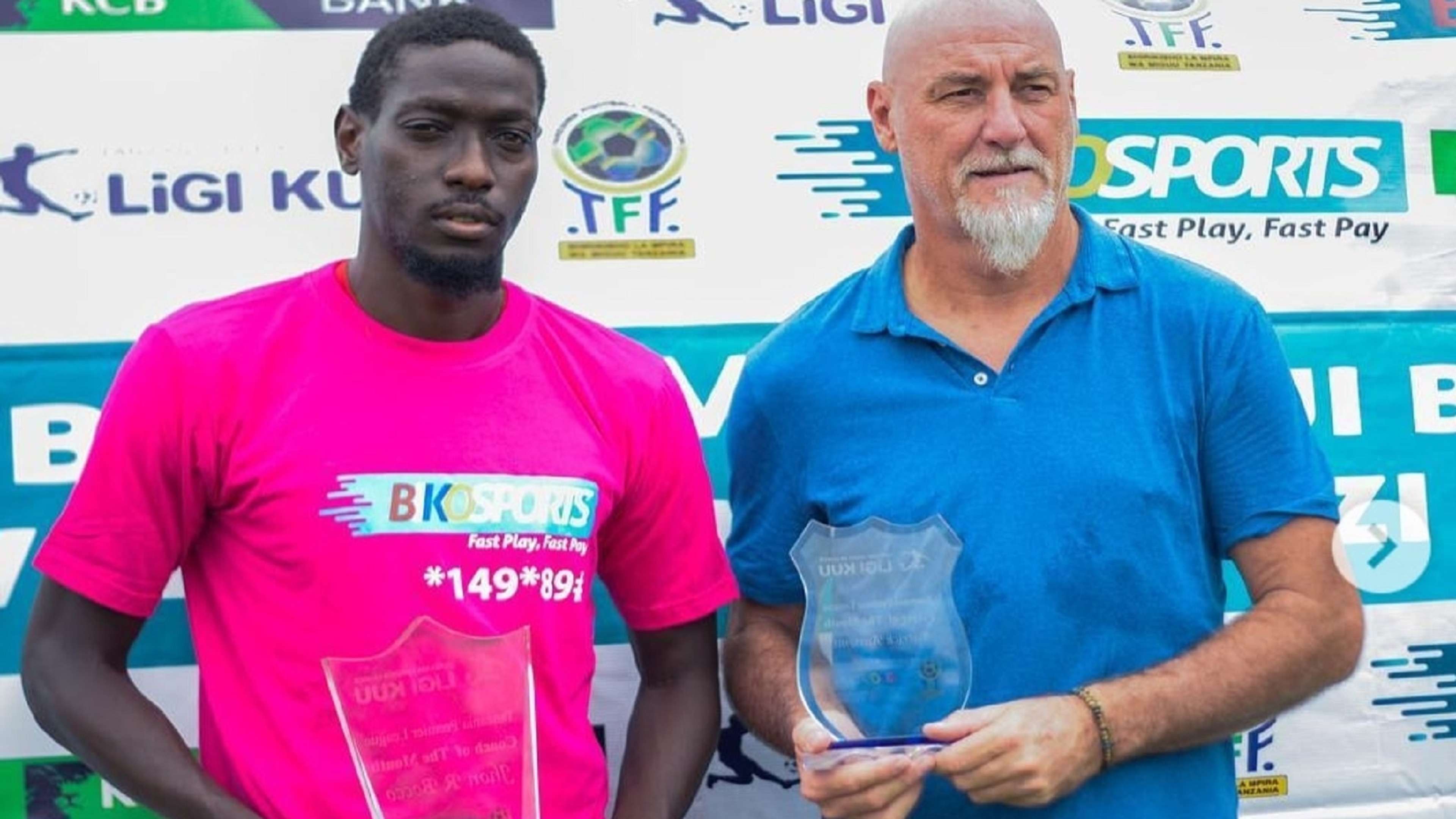 Patrick Aussems and John Bocco of Simba Mach 2019 Tanzania Premier League