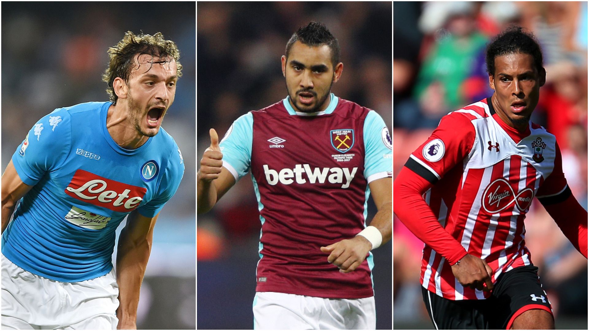 Gabbiadini Payet Van Dijk Transfers collage