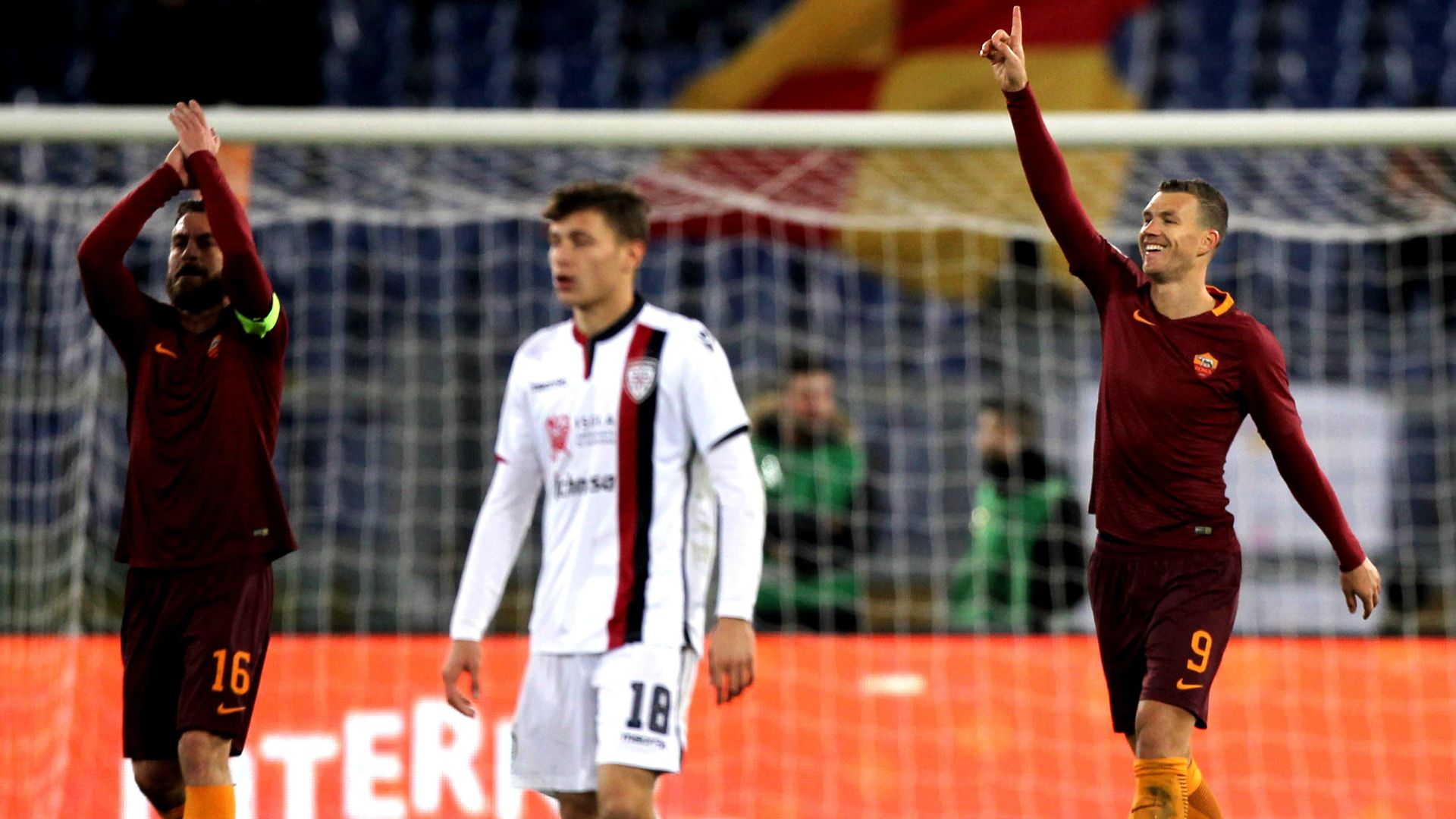 Edin Dzeko celebrating Roma Cagliari Serie A 22012017