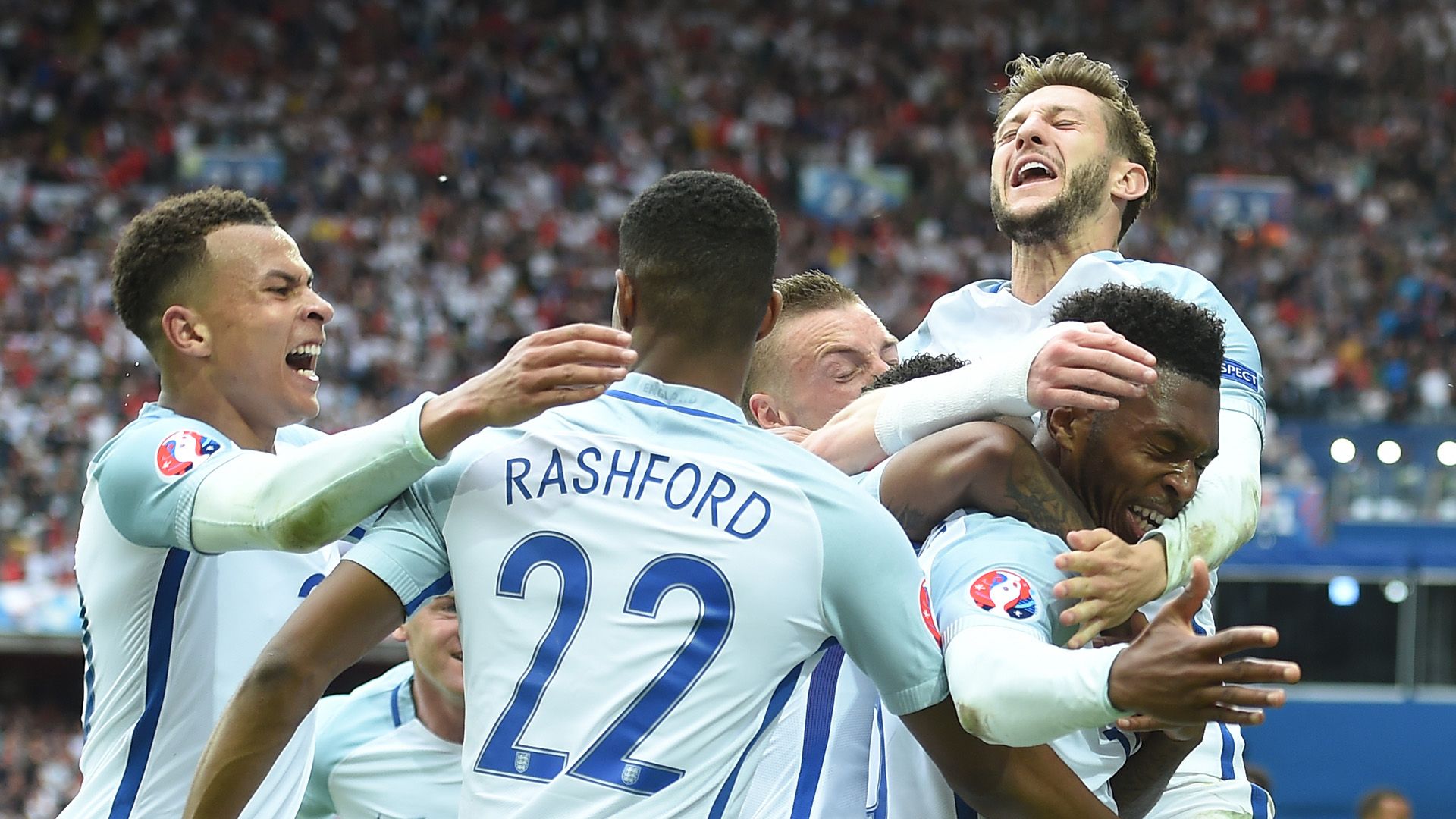 England celebrate Wales Euro 2016
