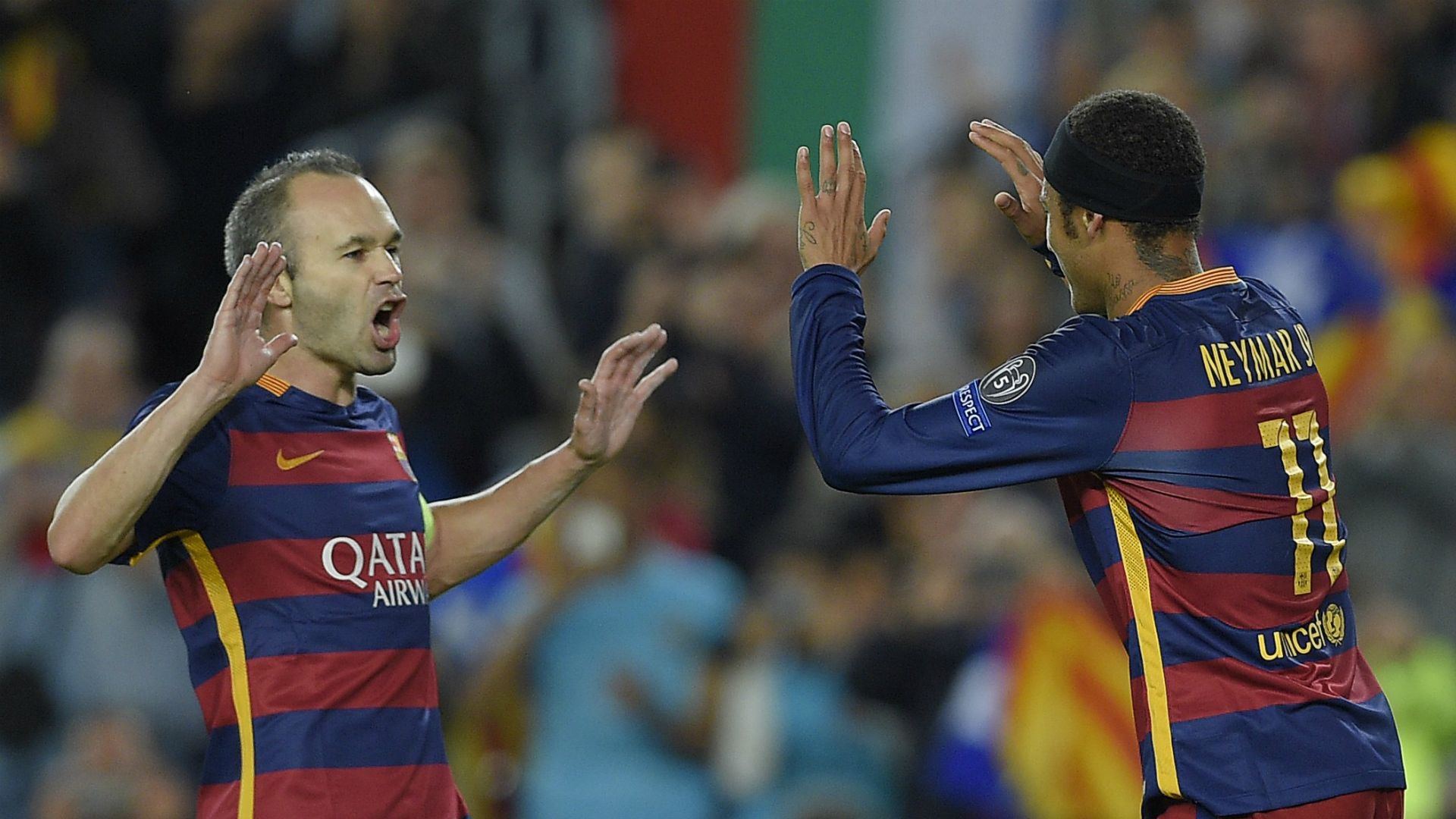 Neymar Andres Iniesta Barcelona BATE Borisov UEFA Champions League 11042015
