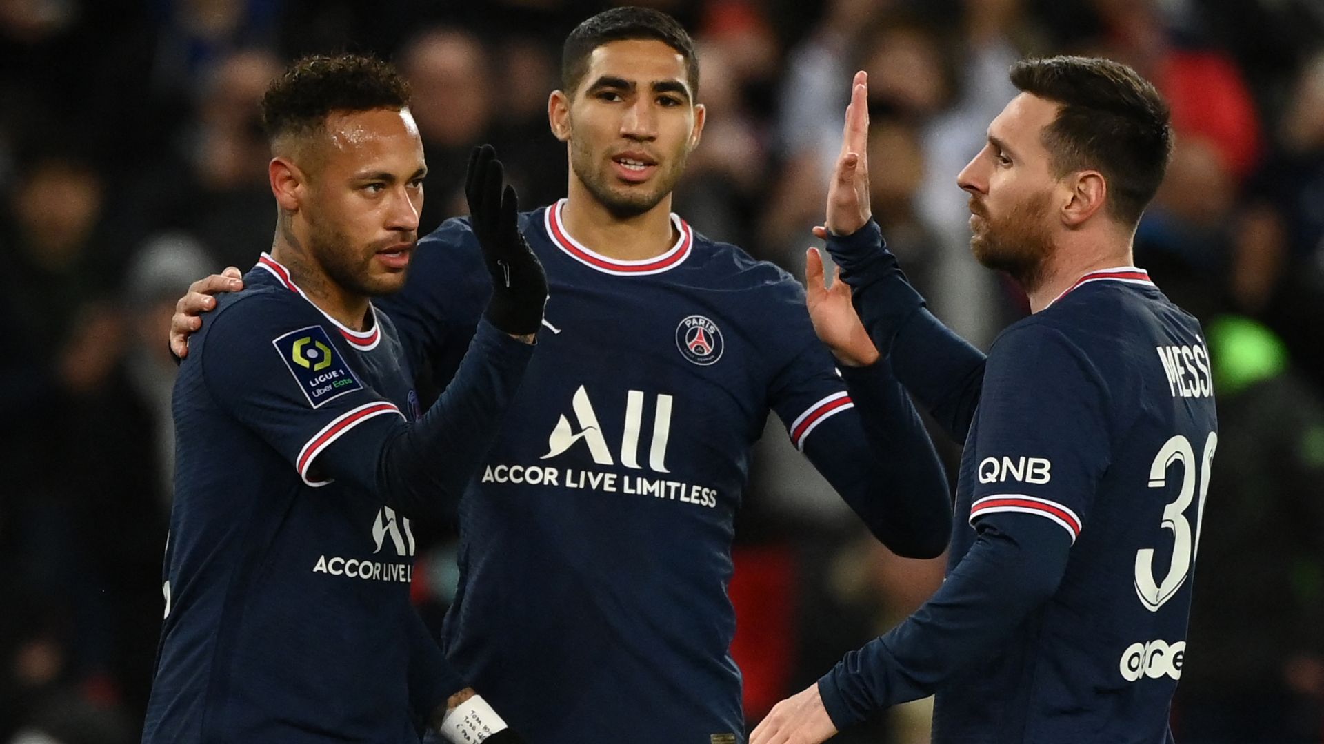 Neymar Achraf Hakimi Lionel Messi PSG Lorient 03042022