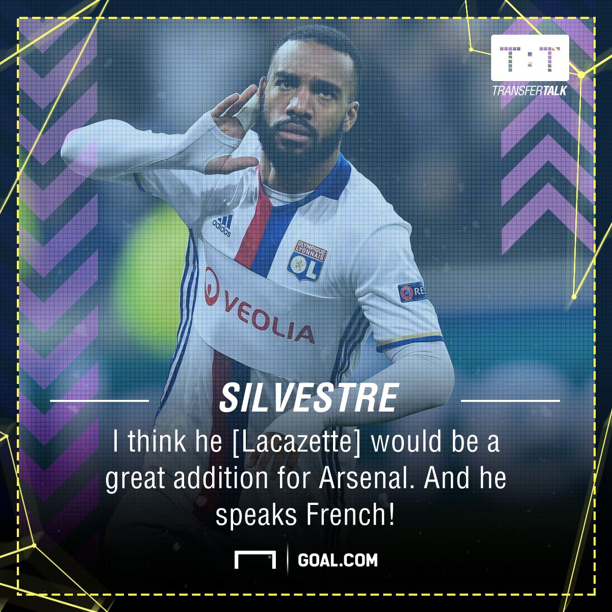 Alexandre Lacazette Mikael Silvestre Arsenal