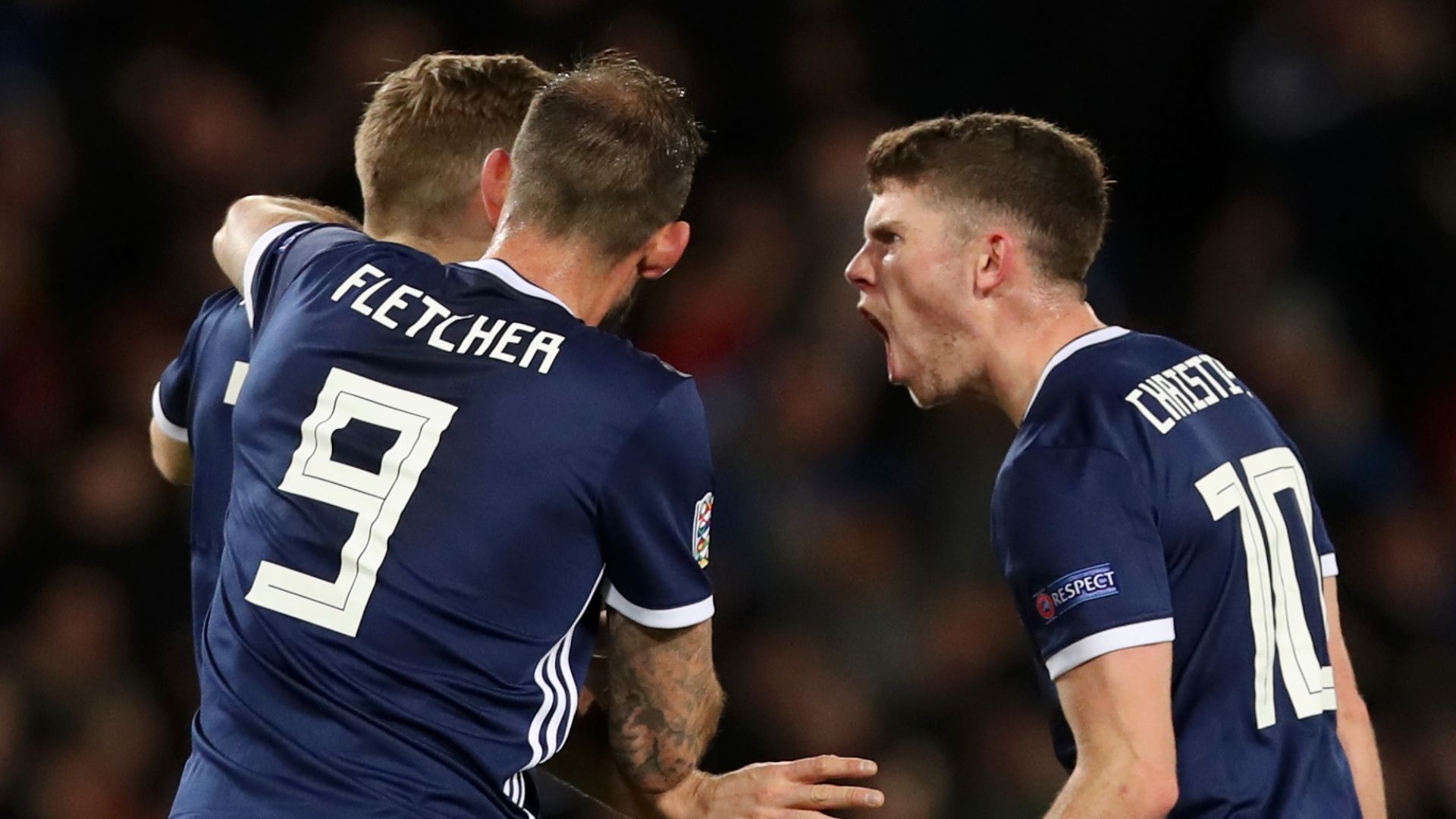 Scotland celebrate James Forrest's goal