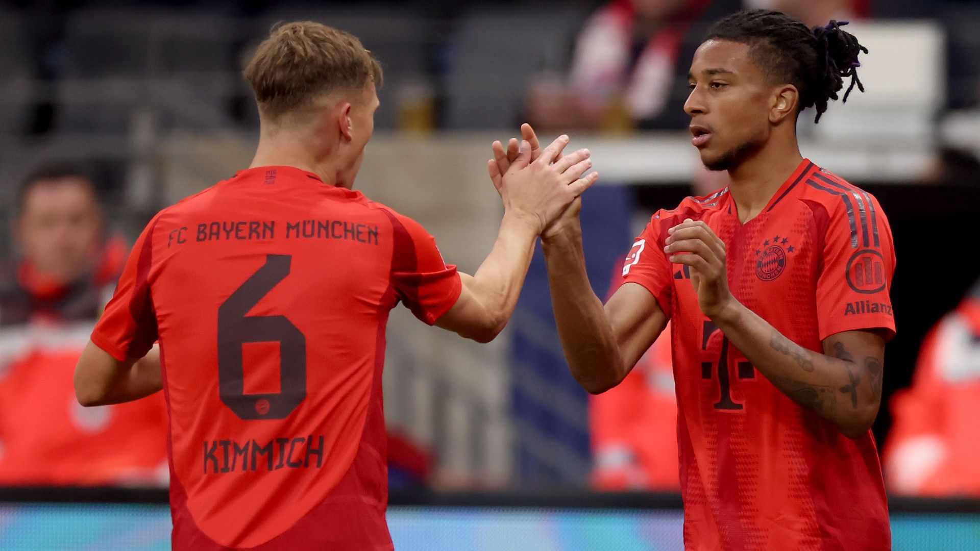 Michael Olise of Bayern Munich celebrates scoring
