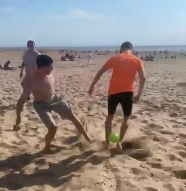 Phil Foden beach football in lockdown