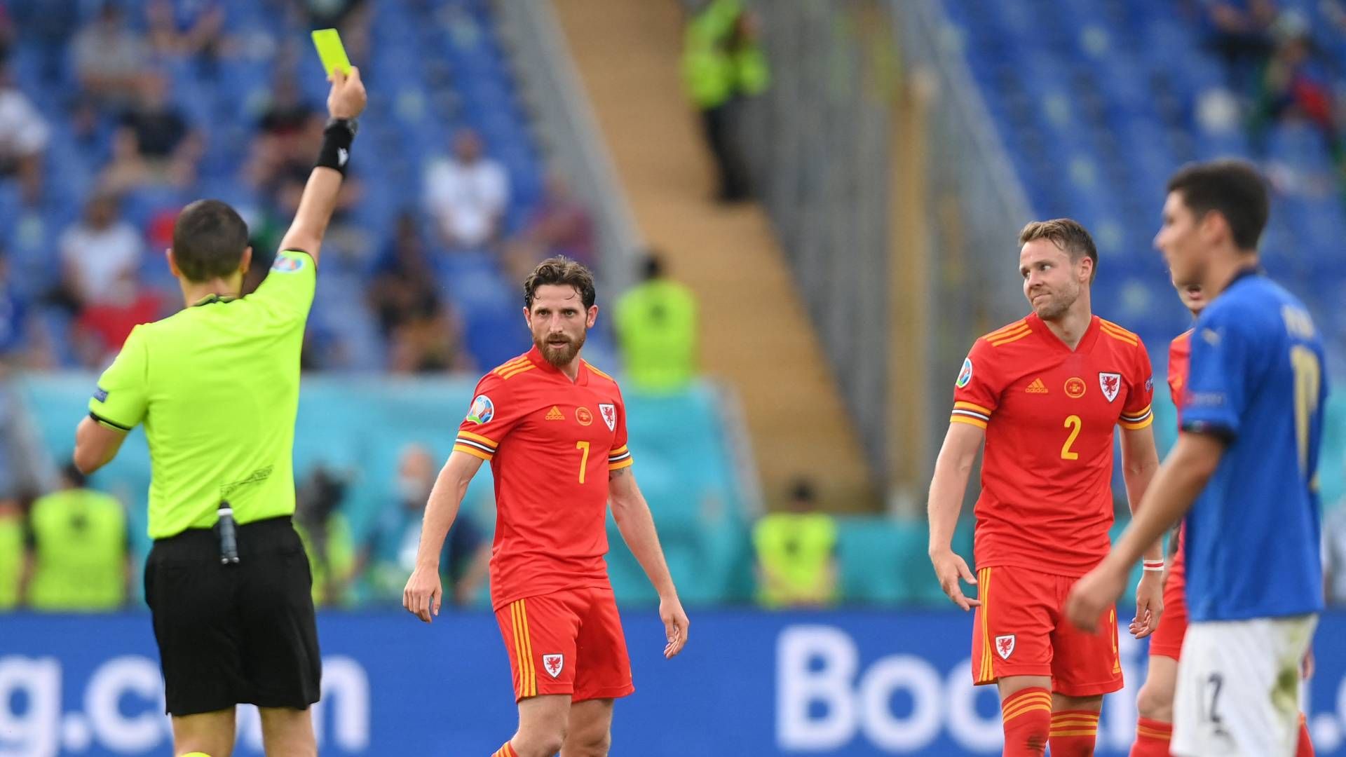 EURO 2020 Italy Wales yellow card