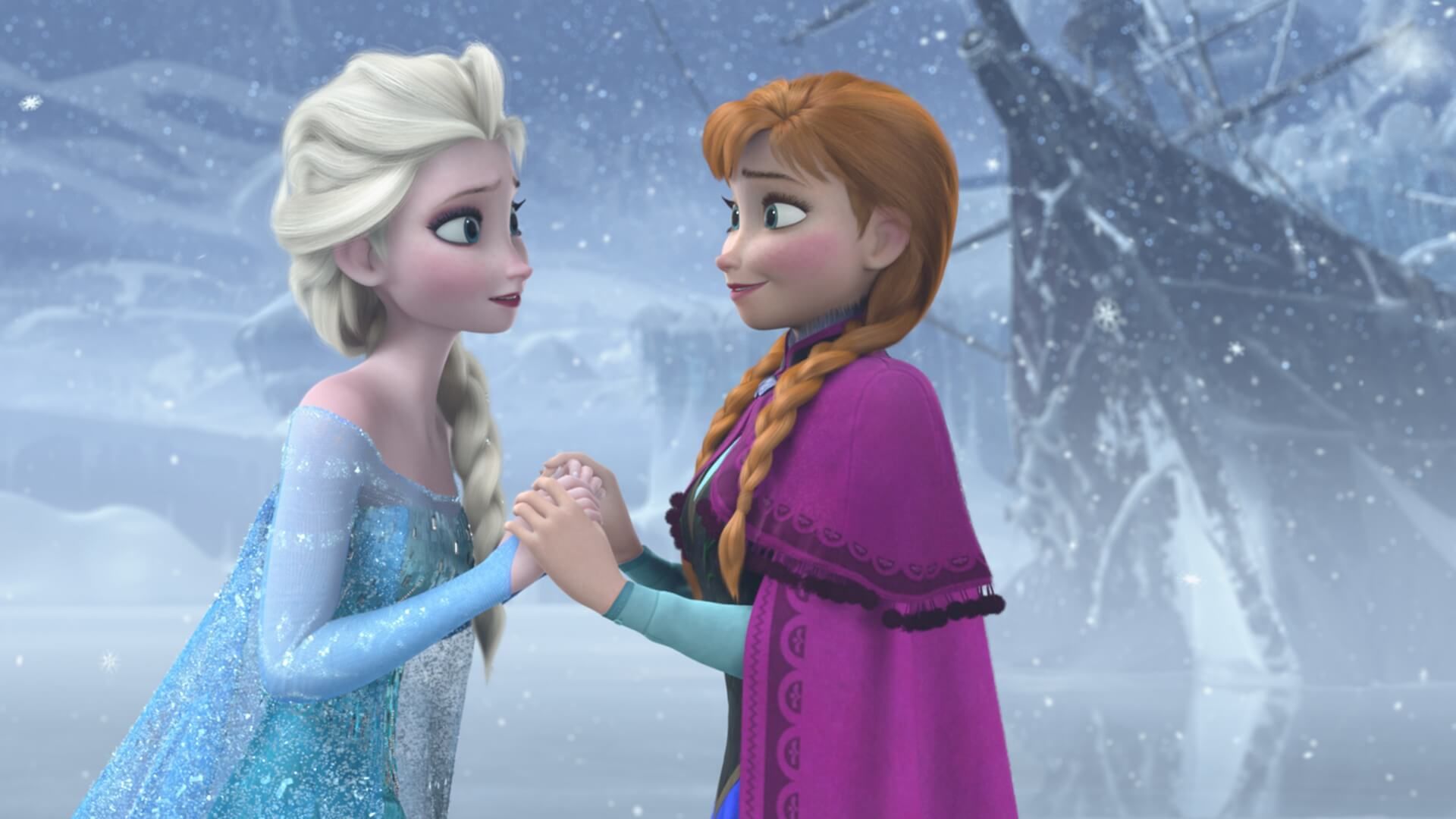 Elsa and Anna, in Frozen.