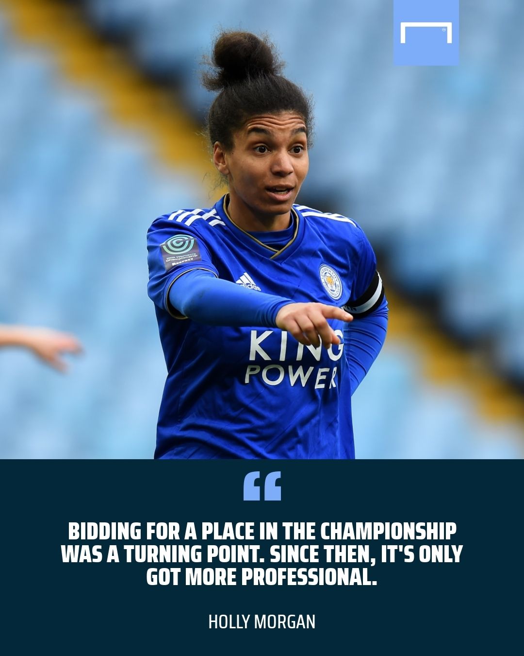 Holly Morgan Leicester City Women quote PS gfx 4:5