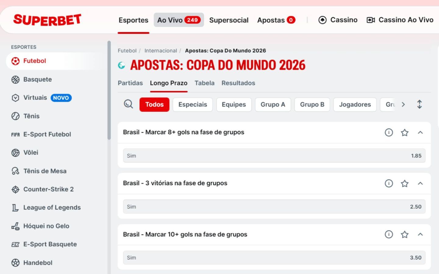 Superbet apostas Copa do Mundo