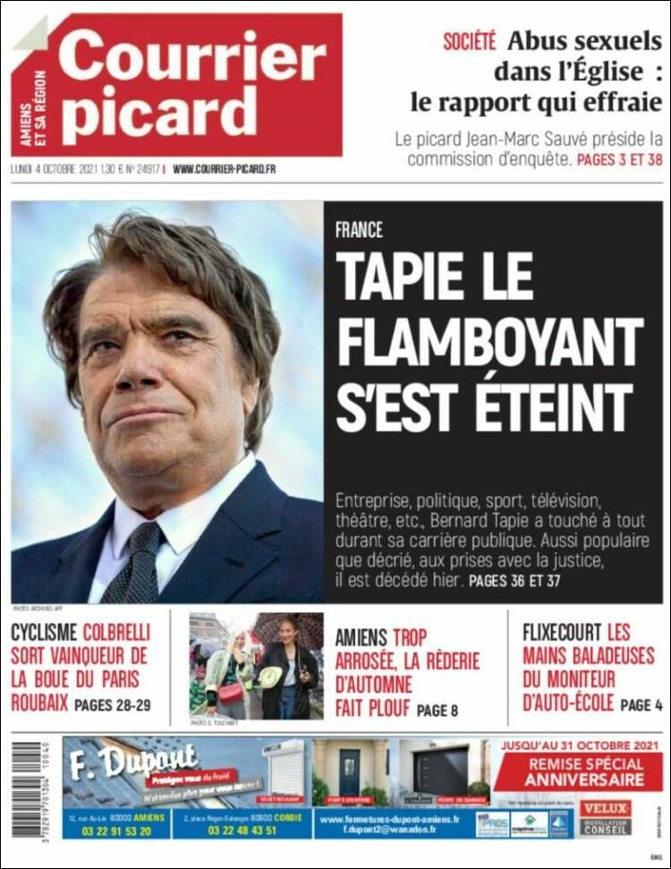 Le Courrier Picard - Bernard Tapie.