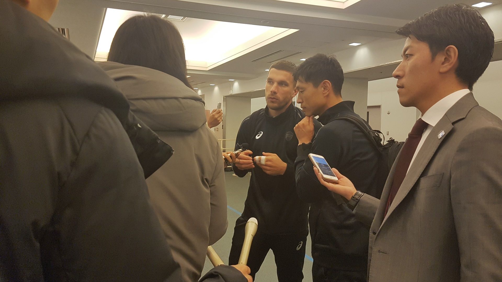 Mixed Zone with Lukas Podolski, Yanmar Stadium