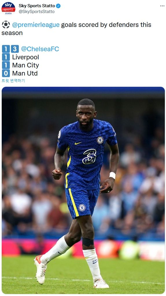 첼시, 수비수 득점 PL 1위