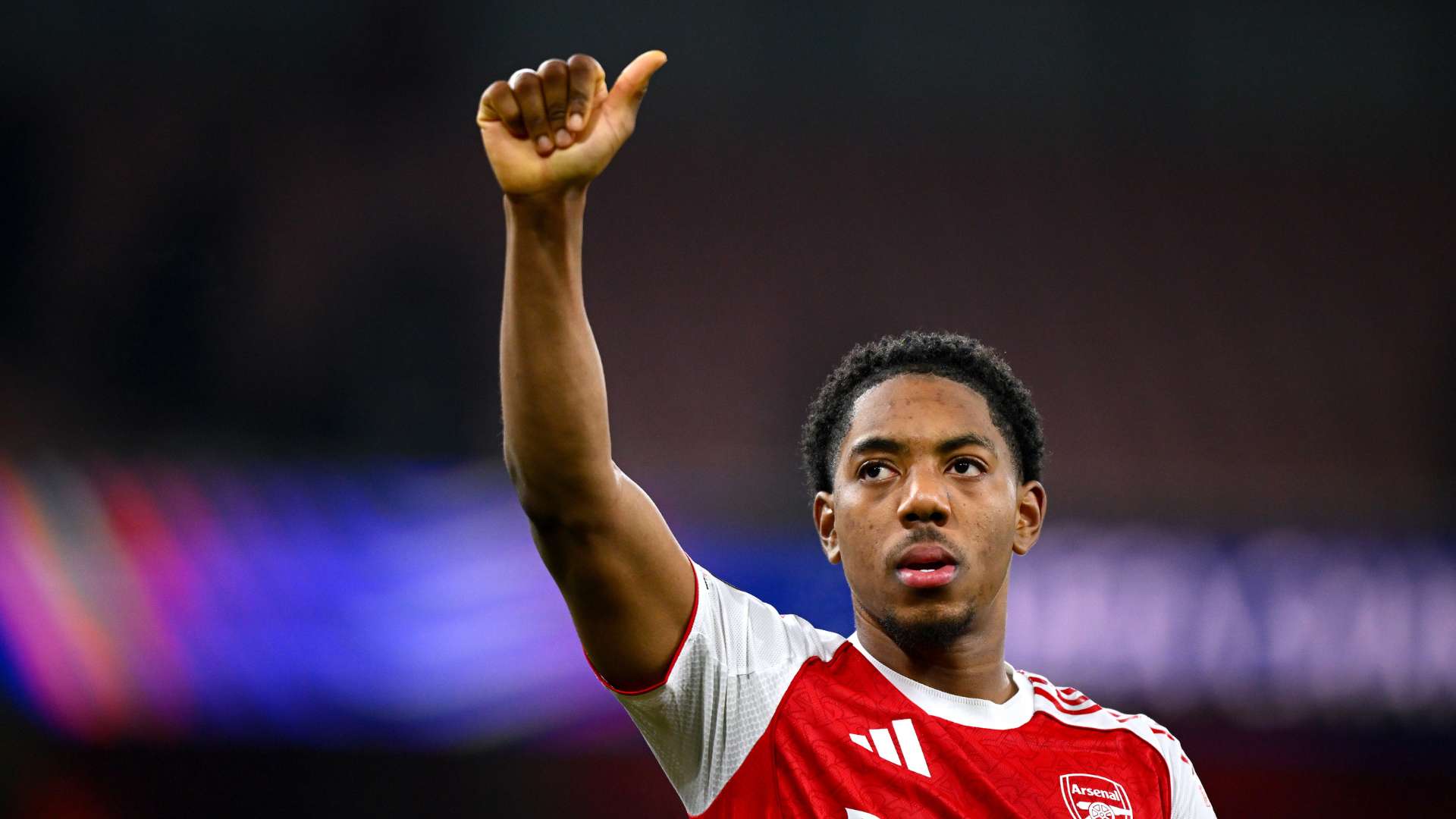 Myles Lewis-Skelly of Arsenal acknowledges the fans after the UEFA Champions League 2025/26 League Phase