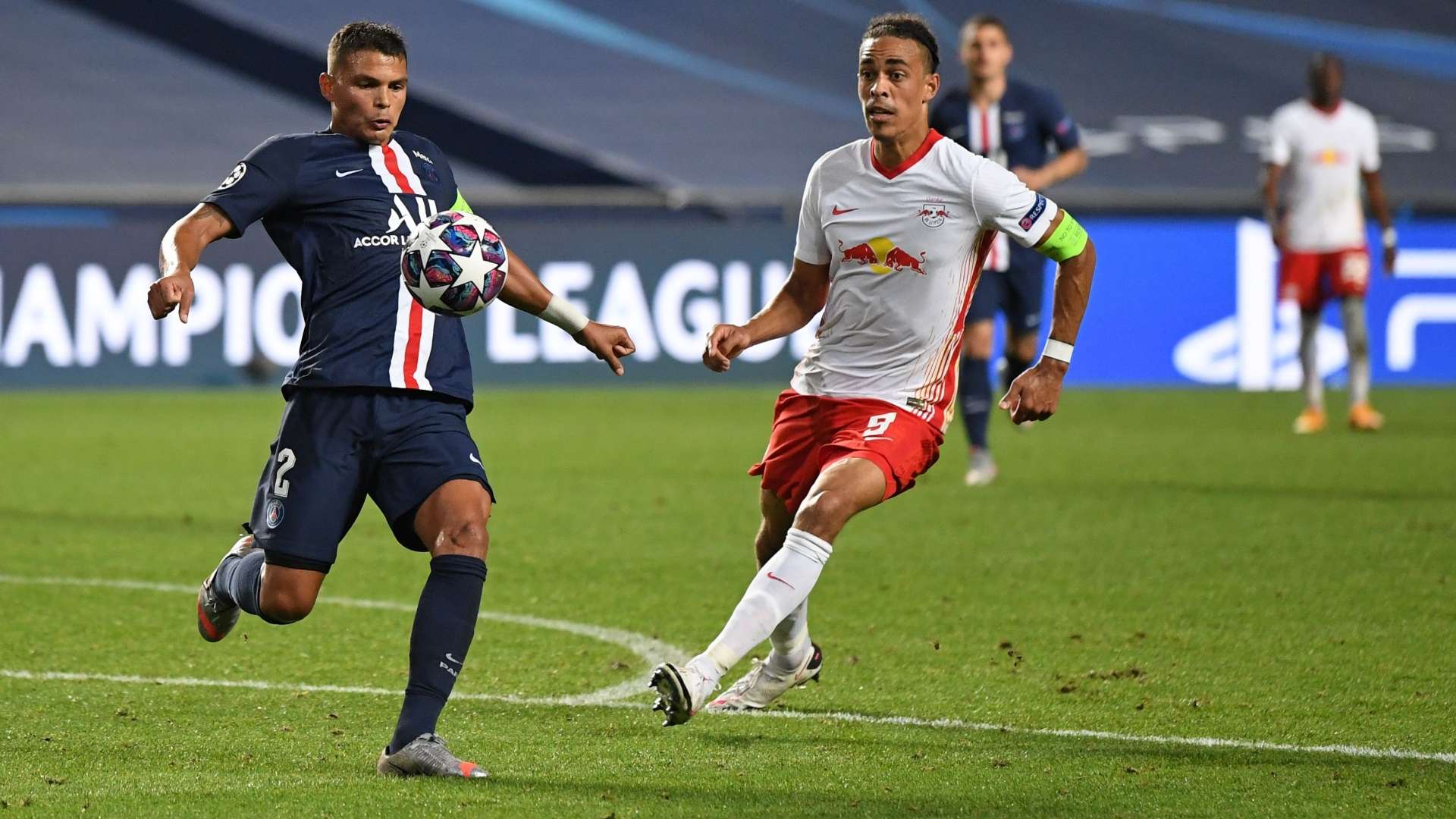 Thiago Silva PSG Yussuf Poulsen RB Leipzig 2019-20