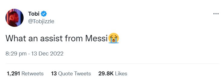 Twitter react Messi assist