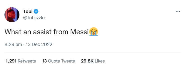 Twitter react Messi assist